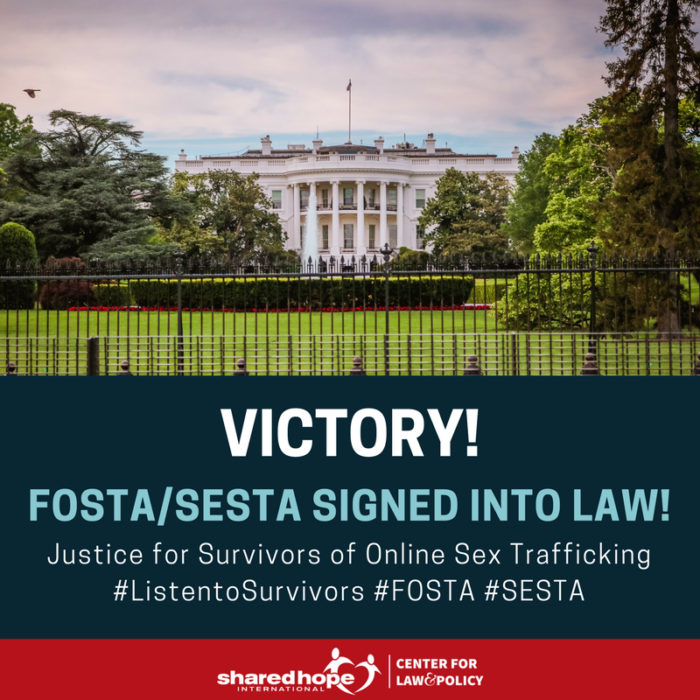 Shared Hope Statement Regarding FOSTA-SESTA and the Backpage Seizure